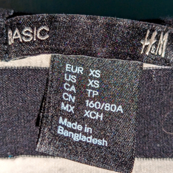 H&M Basic Striped T-Shirt Dress Short Sleeve Above Knee Scoop Neck - Picture 3 of 3